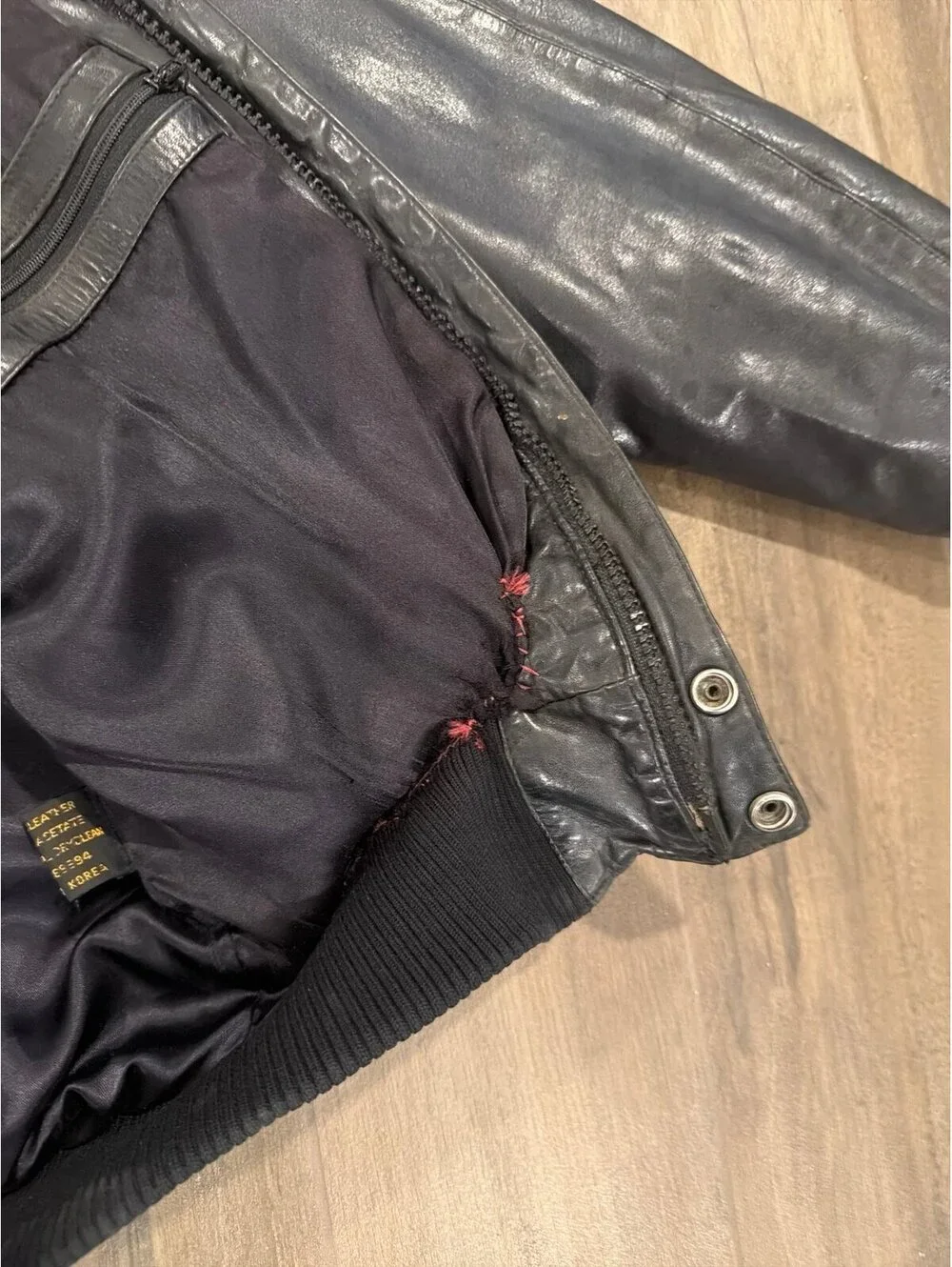 Corvette Vintage leather bomber jacket black fits M marked large mid America